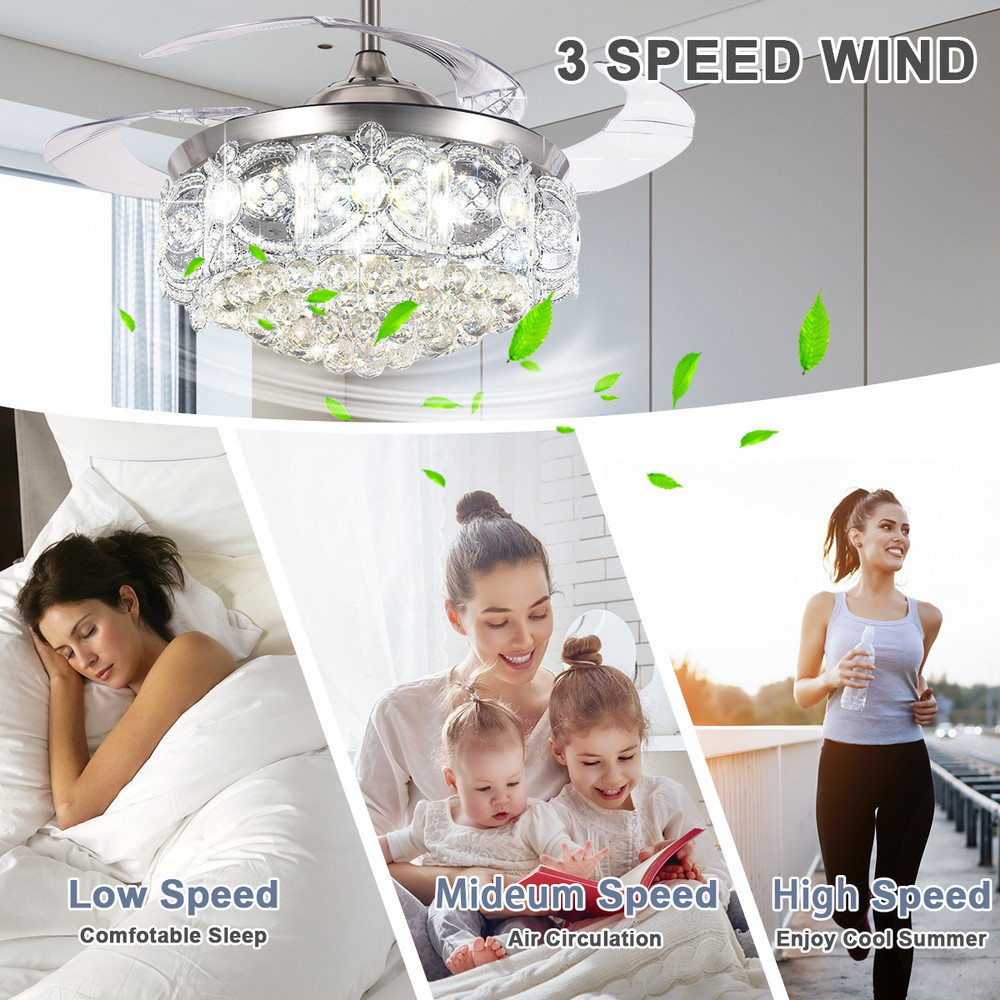 42" Ceiling Fan With Crystal Accents & Remote Control