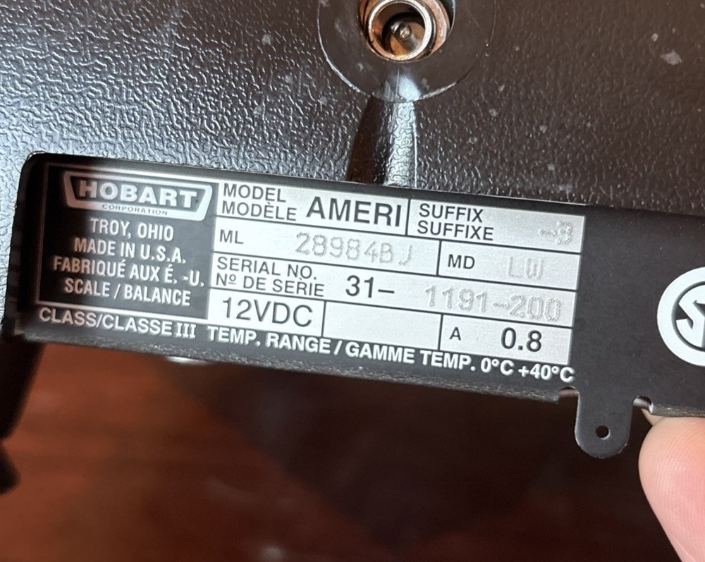 Hobart Ameri Food Scale (28984BJ) With Power Cord - Works