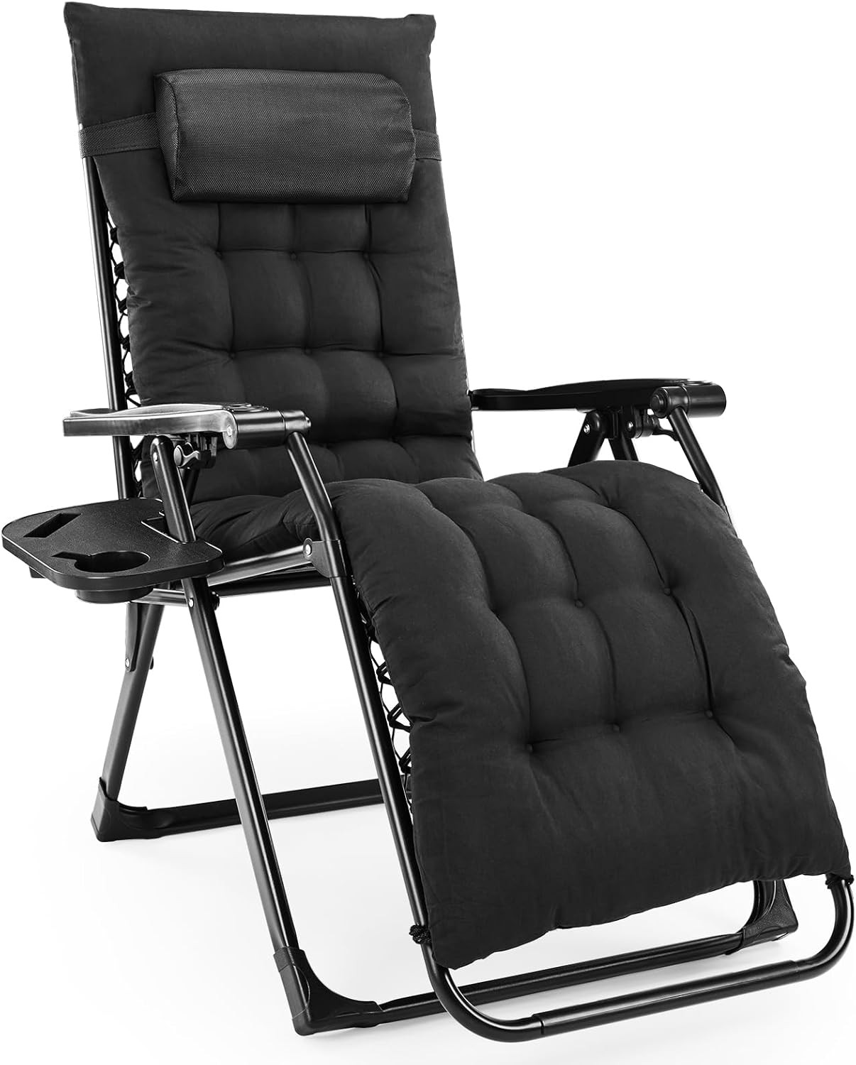Zero Gravity Chair Outdoor Lounge Chair w/ Removable Cushion&Cup Holder&Headrest