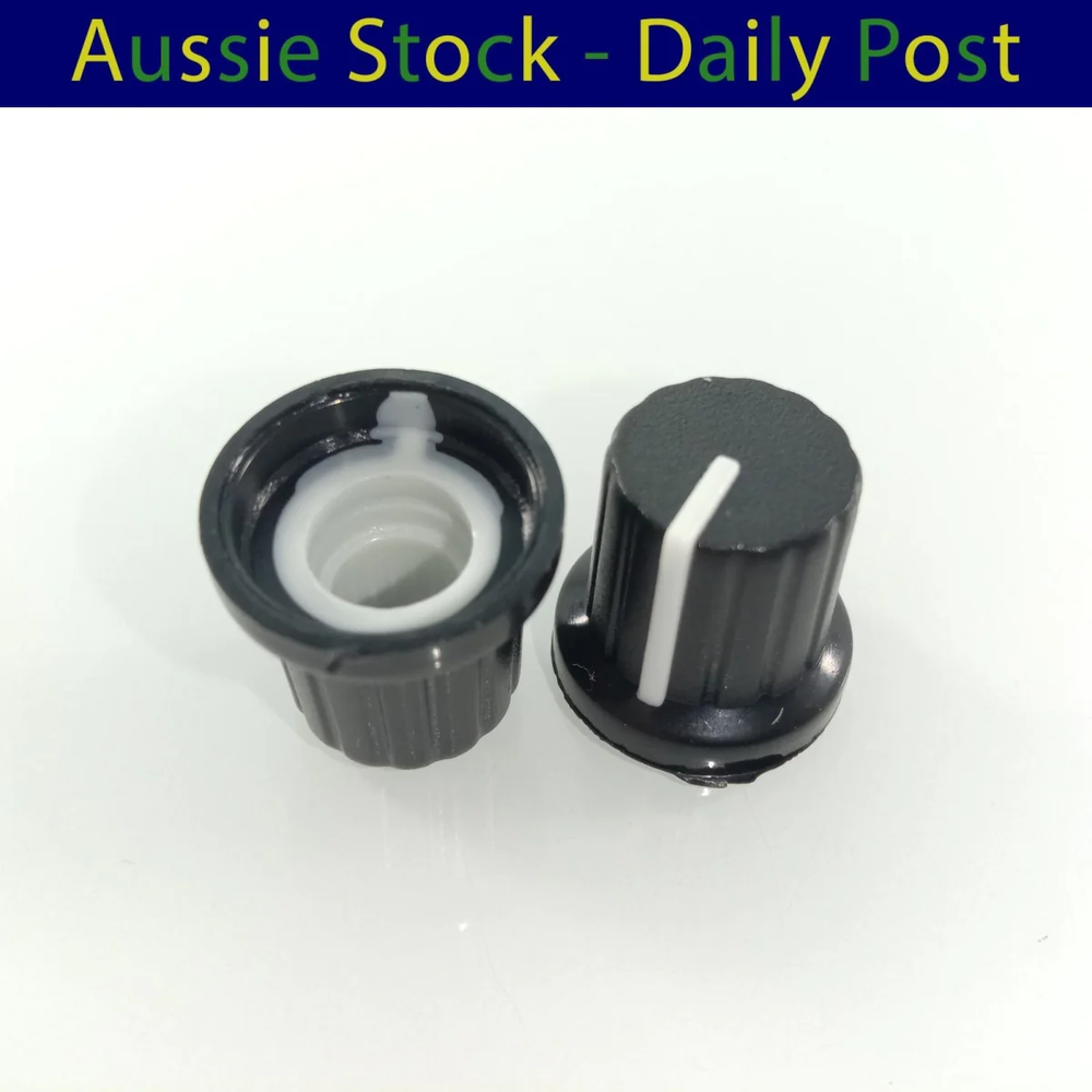10pcs 6mm Diameter Shaft Hole Plastic Threaded Knurled Potentiometer Knobs Caps