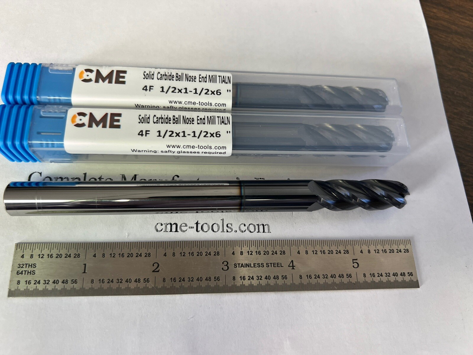 2pcs 1/2x1-1/2x6” X-long length Carbide Ball End Mills Tialn coated 1006-BTN-