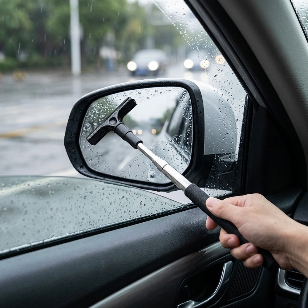 1pc Black Multi-Function Retractable Wiper for Car Rearview Mirror