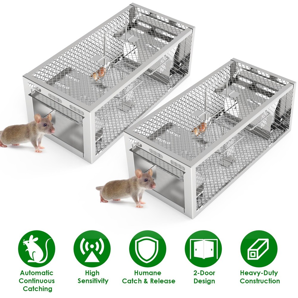 2Pcs Humane Live Mouse Traps Automatic Continuous Catching Rat Trap for House