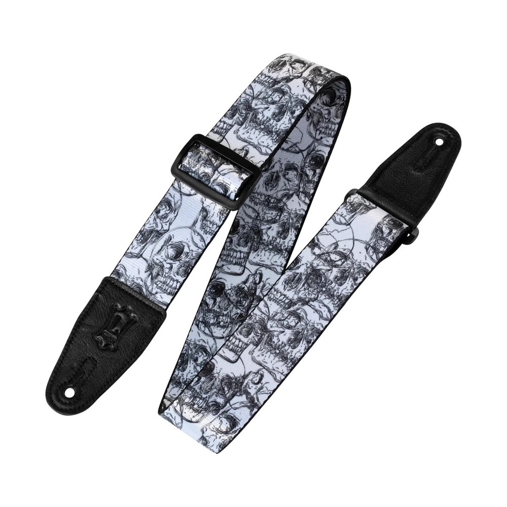 Levy's MPD2-048 2" Polyester Guitar Strap With White & Black Skulls Design