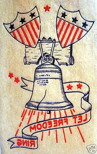 1940 Home Front WW II Let Freedom Ring Patriotic Iron On War Transfer Tattoo #14