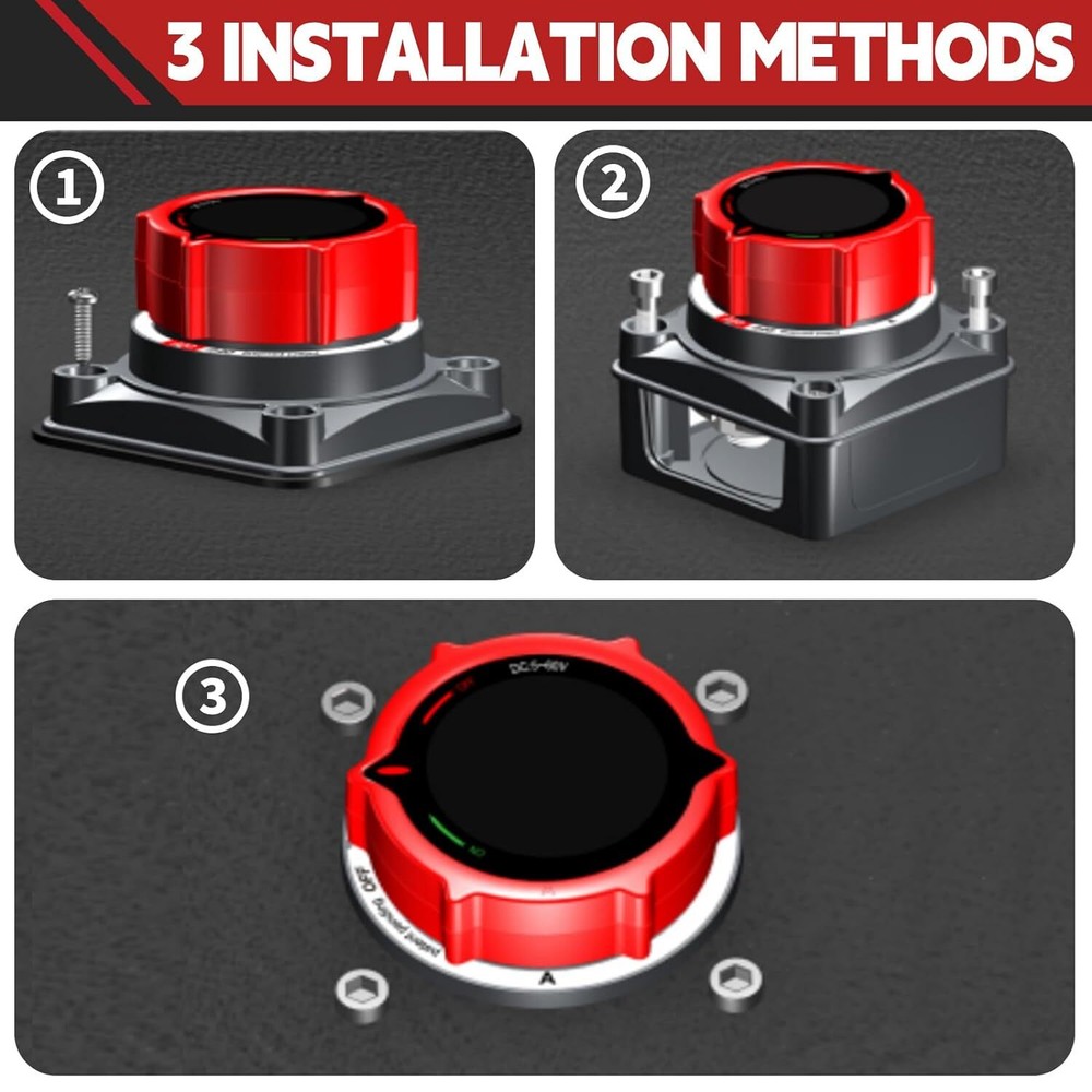 Upgrade Battery Disconnect Switch with Voltmeter, DC 5-60V Master Isolator Cut/S