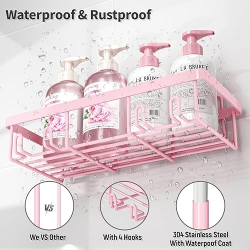 5 Pack Shower Caddy Organizer Rack - Adhesive Wall Storage Basket, Rustproof Sta