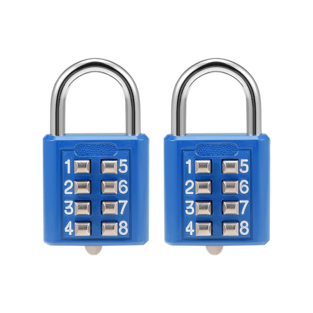 8 Digit Combination Padlock Push Button Lock for Locker Cabinet Blue 2Pcs