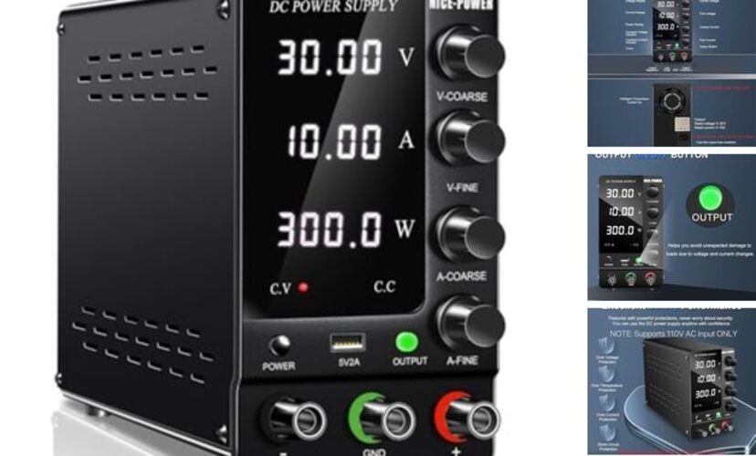 DC Power Supply Variable Adjustable Switching Regulated DC Bench 30V 10A Black