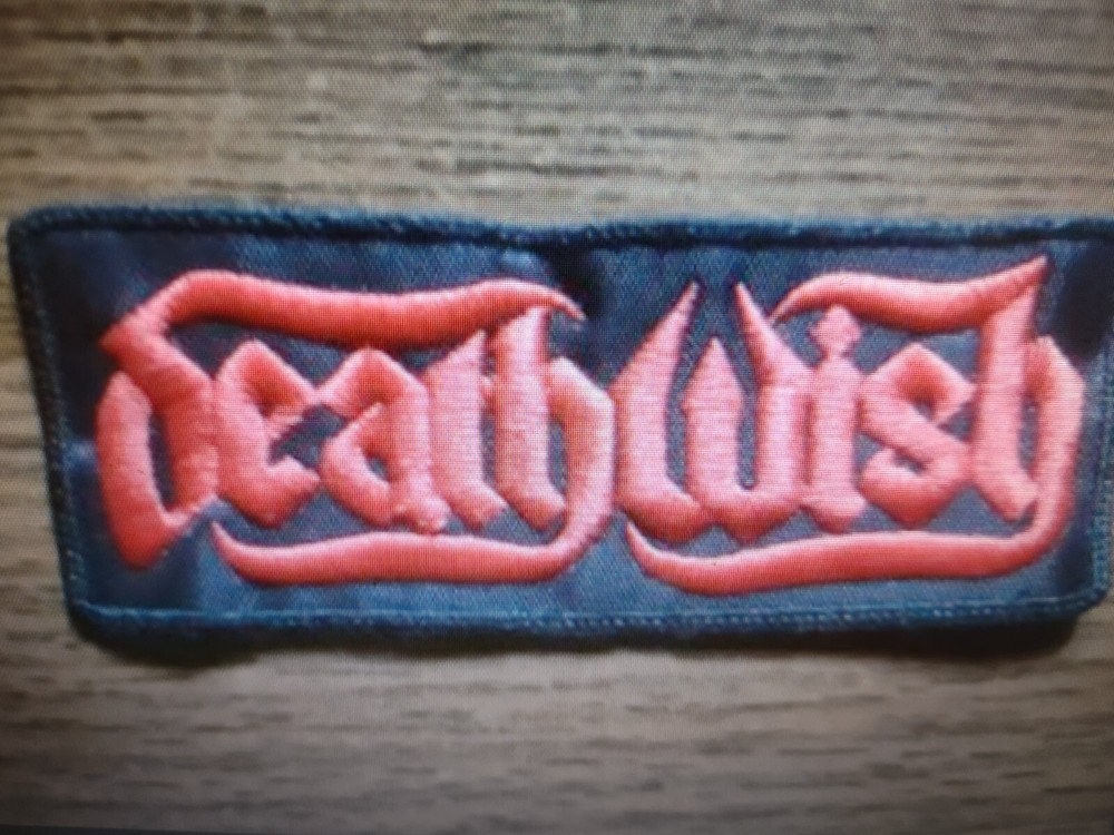 DEATHWISH, SEW ON RED EMBROIDERED PATCH