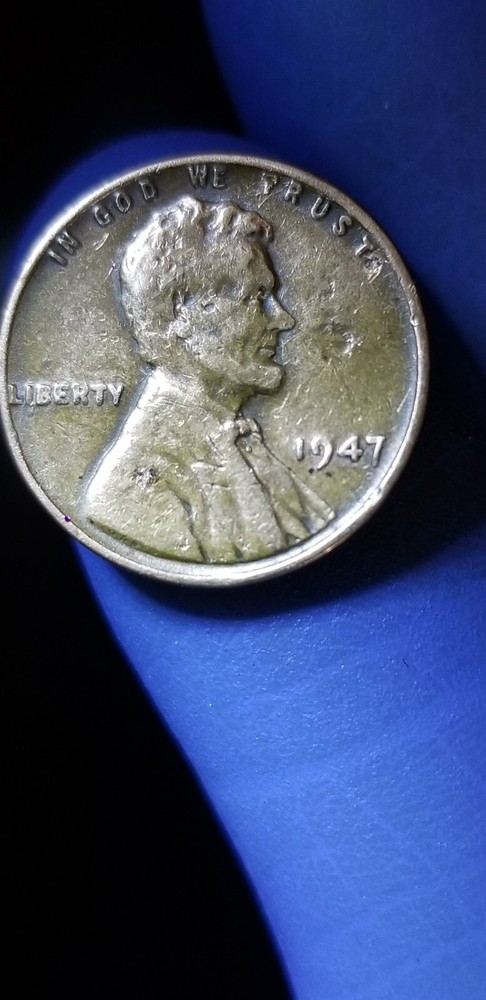 1947 P Lincoln Wheat Cent Strike Through Grease on Obverse Error Reverse Error
