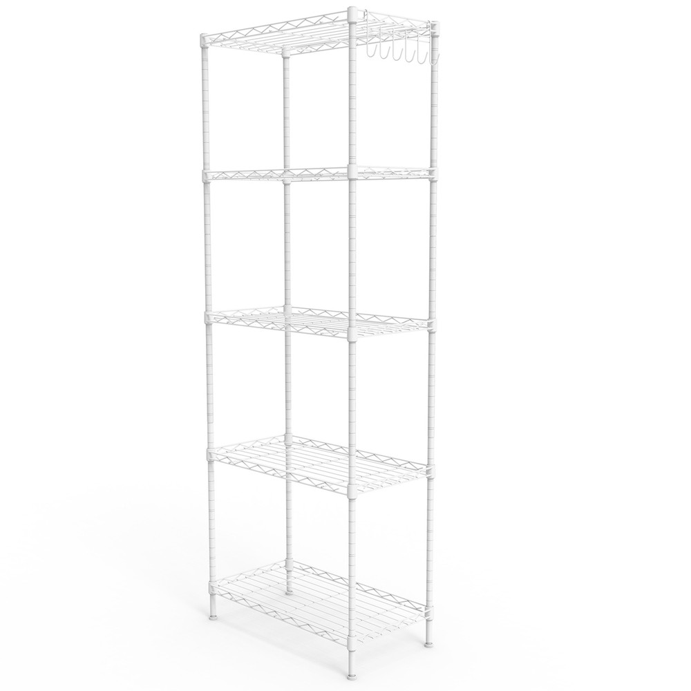 5-layer display rack with adjustable layer spacing iron 54*29*150cm matte white