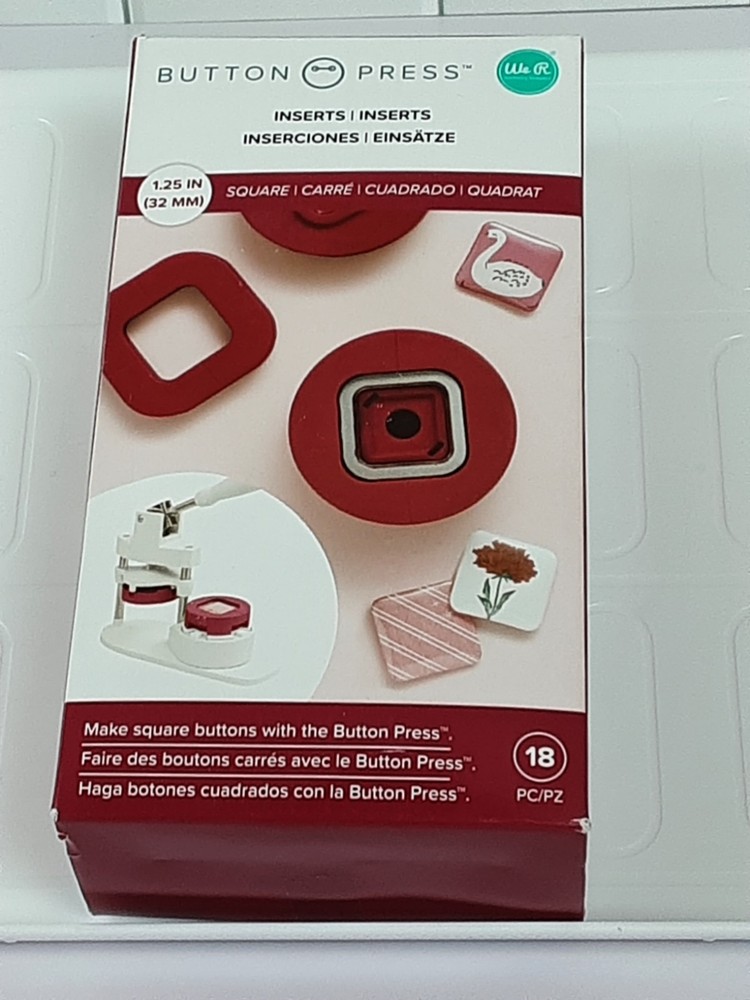 NEW We R Memory Keepers Button Press Inserts 1.25" Square Button 5 Included
