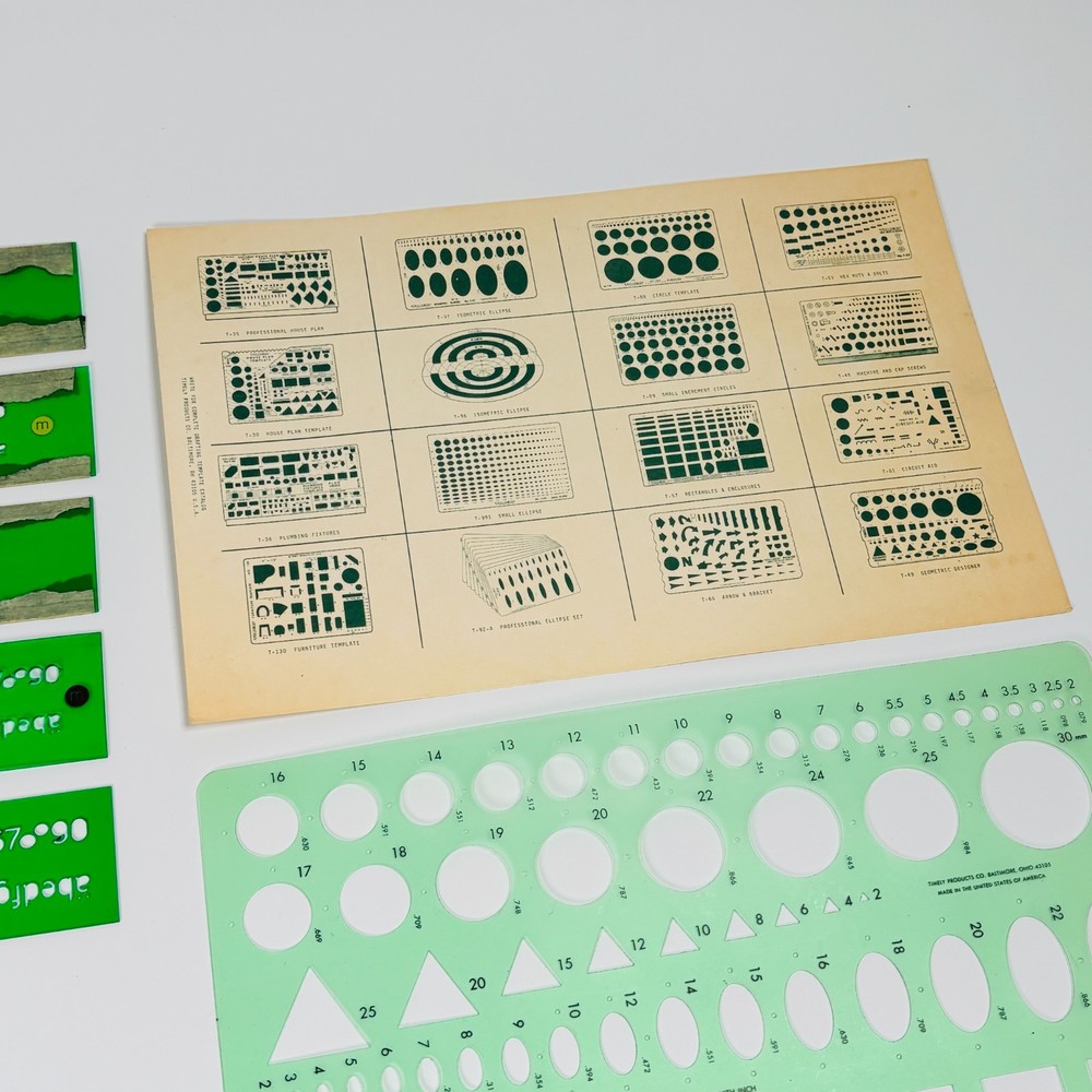 Technical Drawing Stencils Uno Hellerman Timely T-83M Vintage