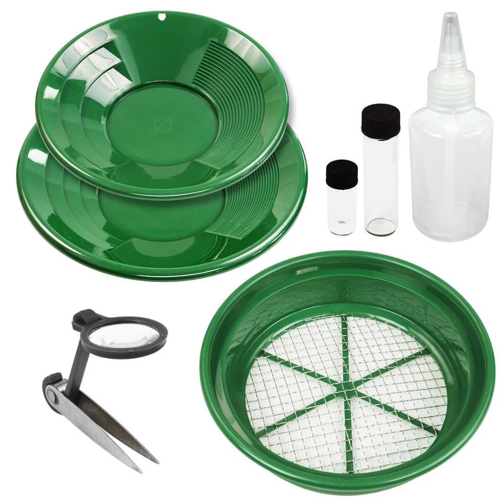 Gold Panning Kit – 7pc Prospecting Set with Classifier, Pans, Scoop & Tools