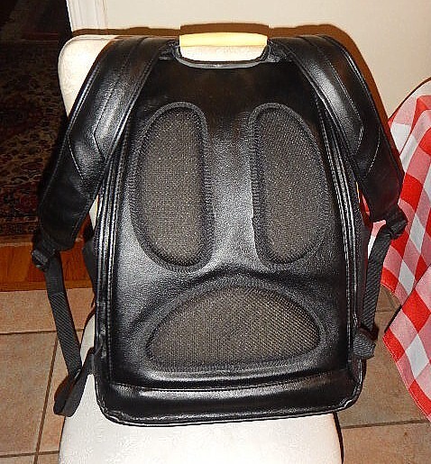 Backpack PAC MAN Leather Multi Pocket Black w/Yellow MINT