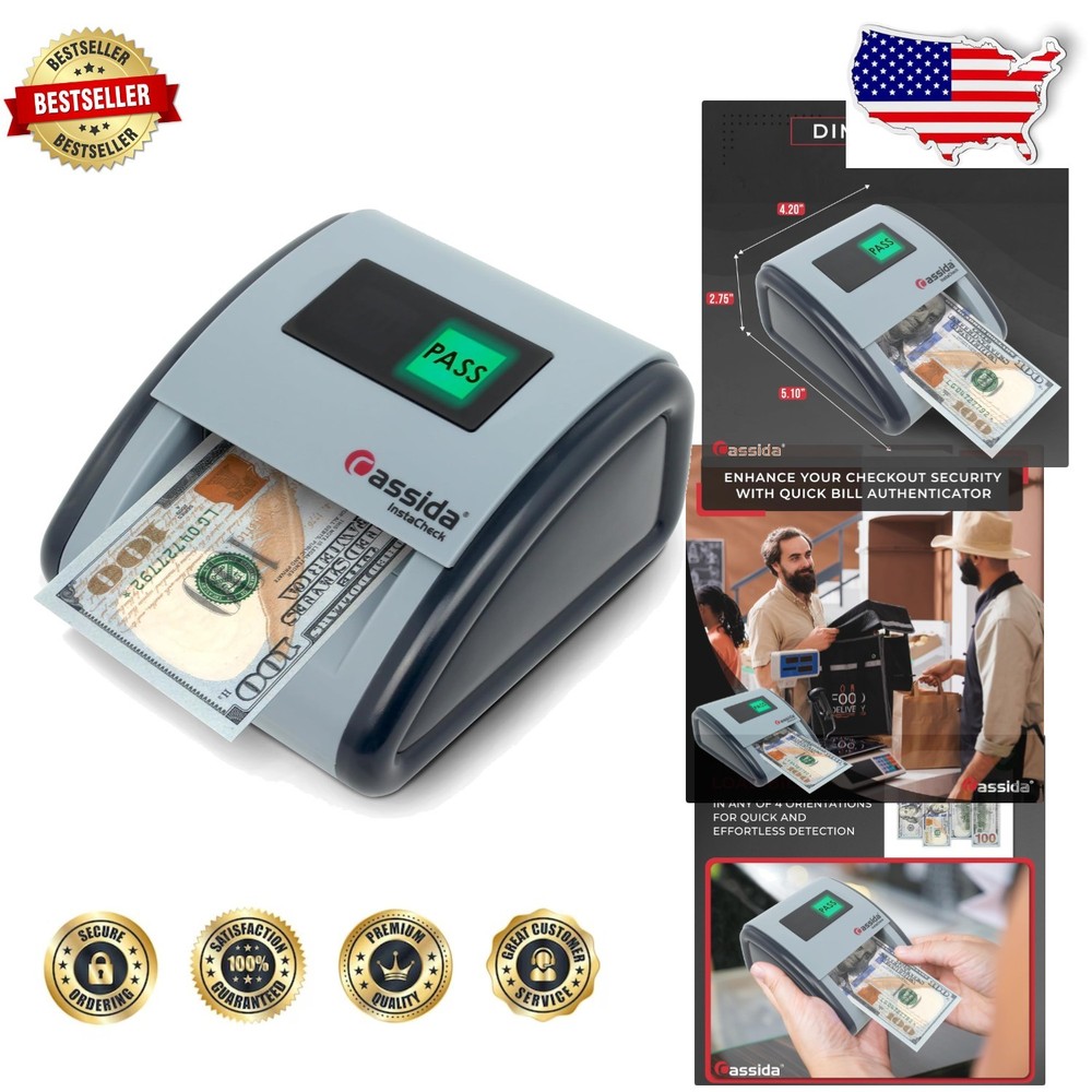 InstaCheck Bill Authenticator: Advanced IR, UV, Magnetic Scan, 1 Yr