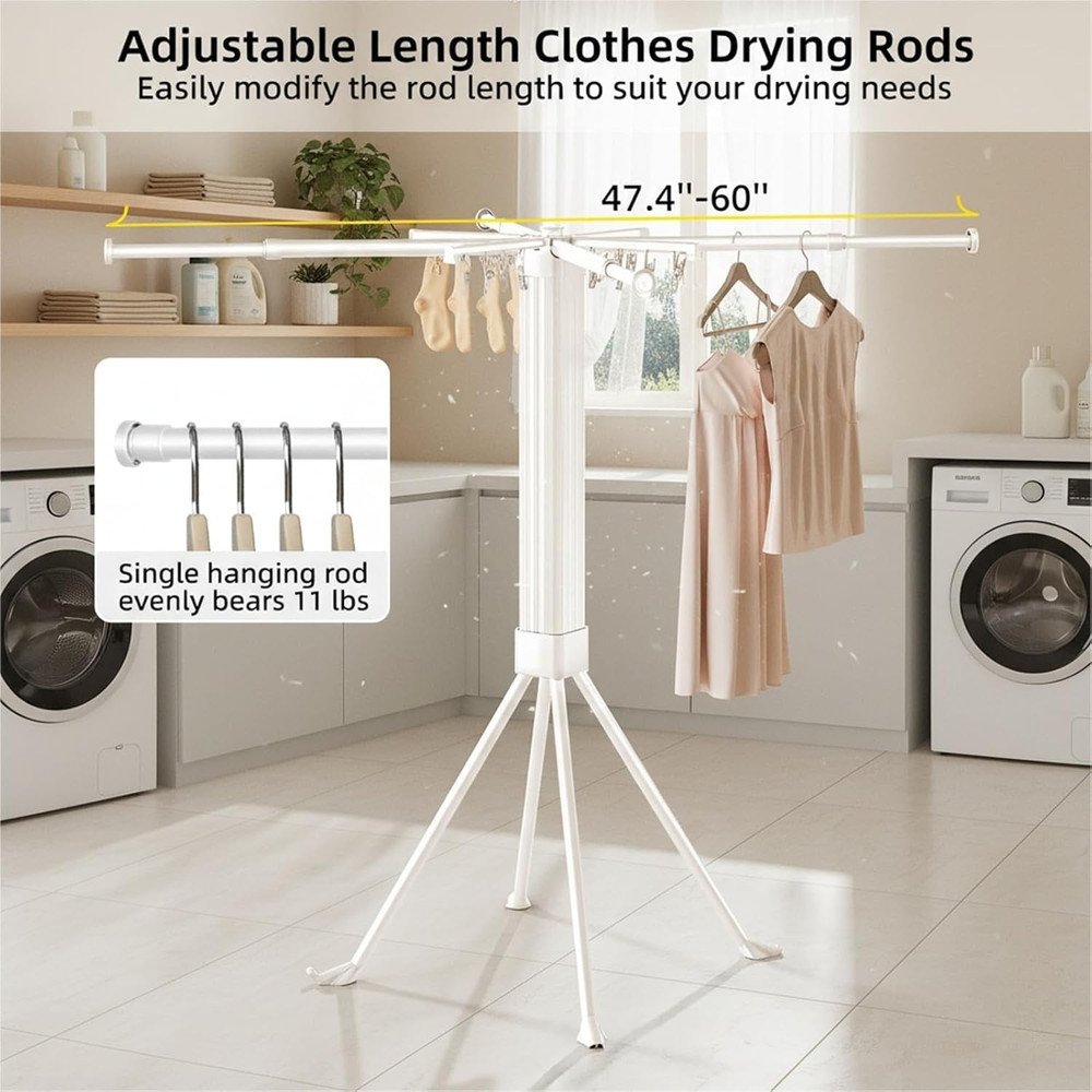 Folding Drying Rack with 16 Clips - Indoor & Outdoor Clothes Drying Solution