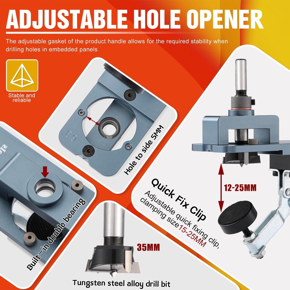 35MM Cabinet Hinge Jig Concealed Hinge Drilling Tool with Clamp
