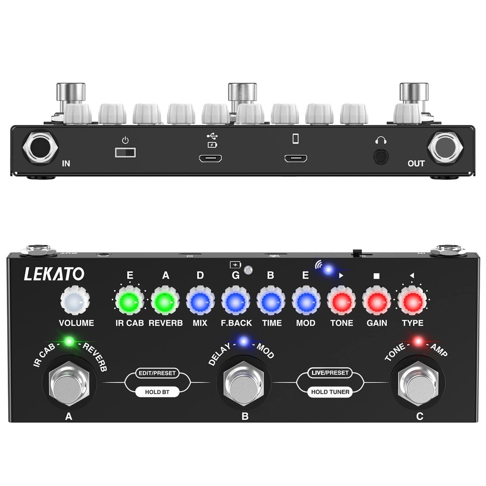 LEKATO Multi Effects Guitar Pedal, with IR Loading 9 AMP Models, Delay Reverb...