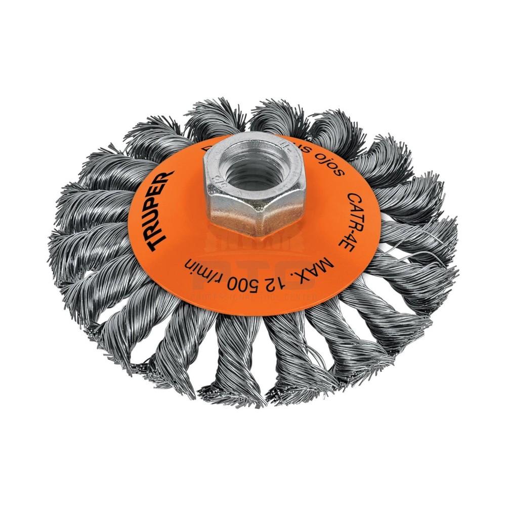 Truper CATR-4E Conical Brush 4" Stranded Wire, 5/8"-11 arbor