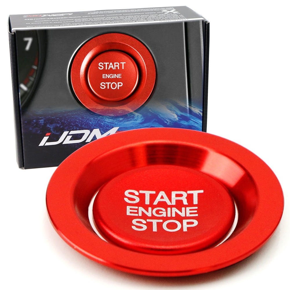 Red Keyless Engine Push Start Button w/ Ring For Land Rover or Jaguar Ignition