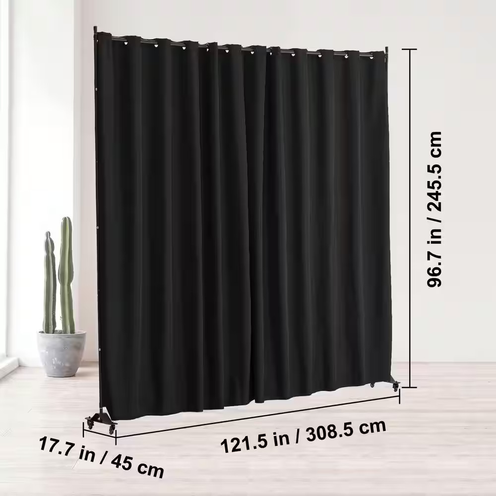 Room Divider, Portable Panel Room Divider with Wheels Curtain Divider Stand for