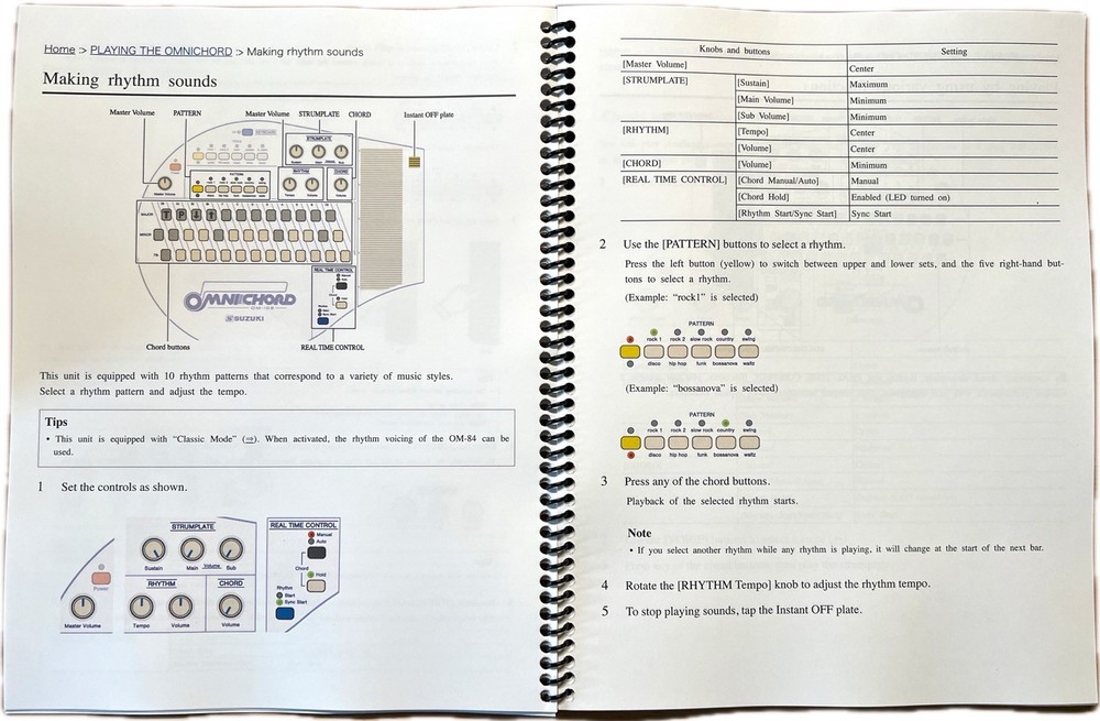 OMNICHORD OM-108 MANUAL INSTRUCTIONS OWNERS QUICK REFERENCE CUSTOM BOUND BOOKLET