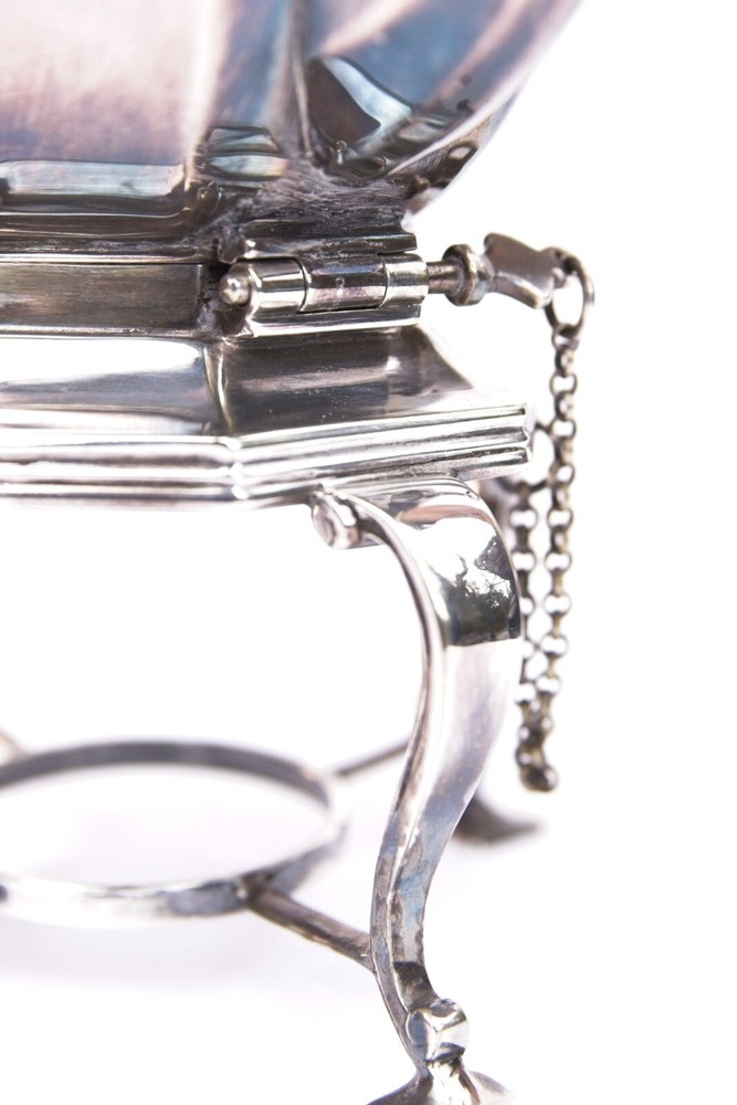 Silver-plated tilting spirit kettle, Carrington & Co