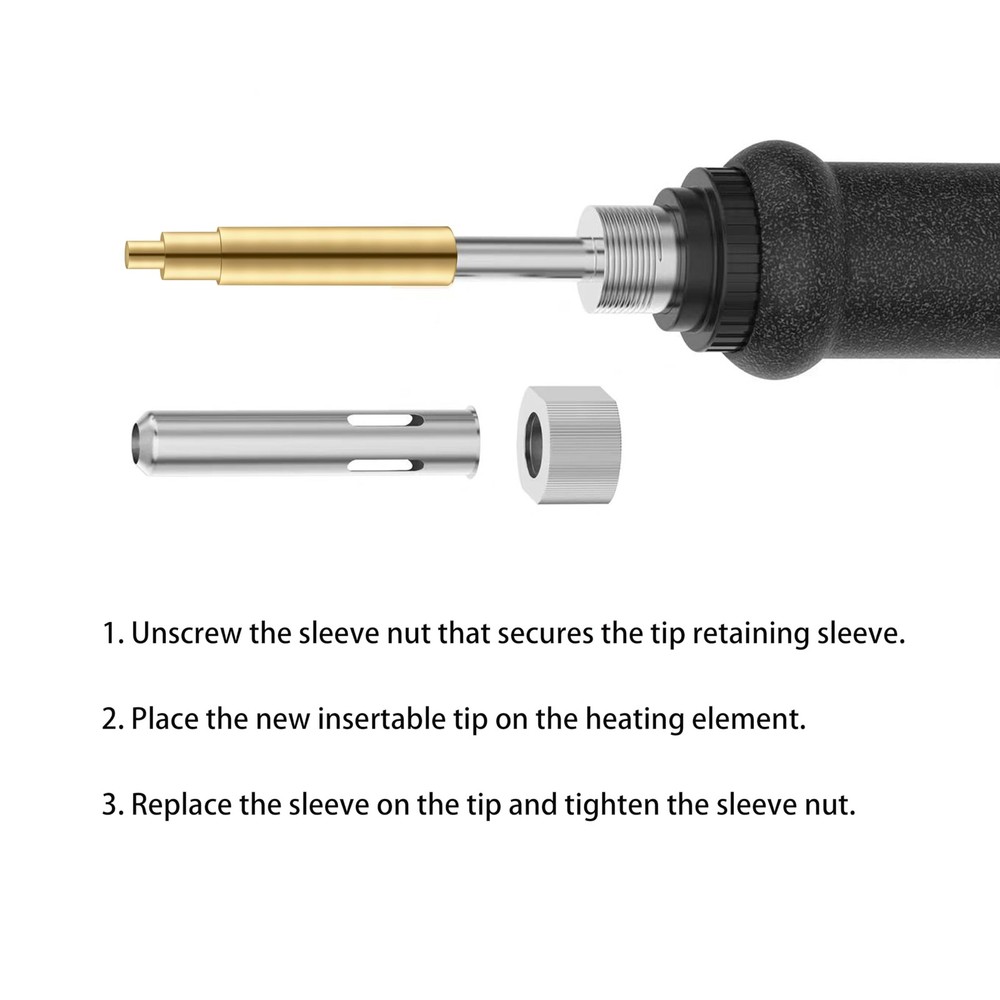 6 Pack Heat Set Insert Tool, Soldering Iron Tips for Thread Inserts M2 Yellow
