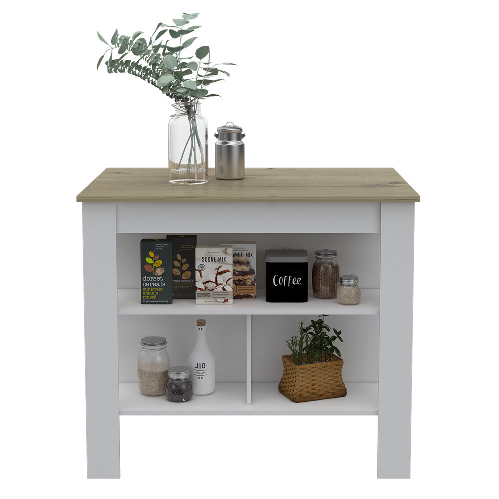 Antibacterial Surface Kitchen Island, Three Concealed Shelves