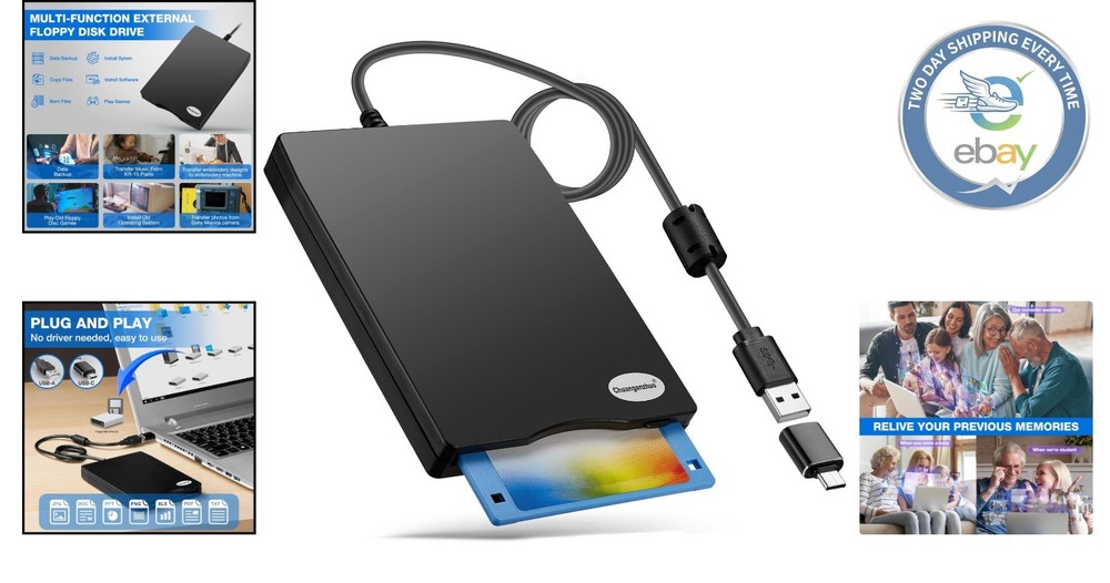 3.5-Inch USB Floppy Disk Reader - Nostalgic Memory Retrieval for Windows PCs