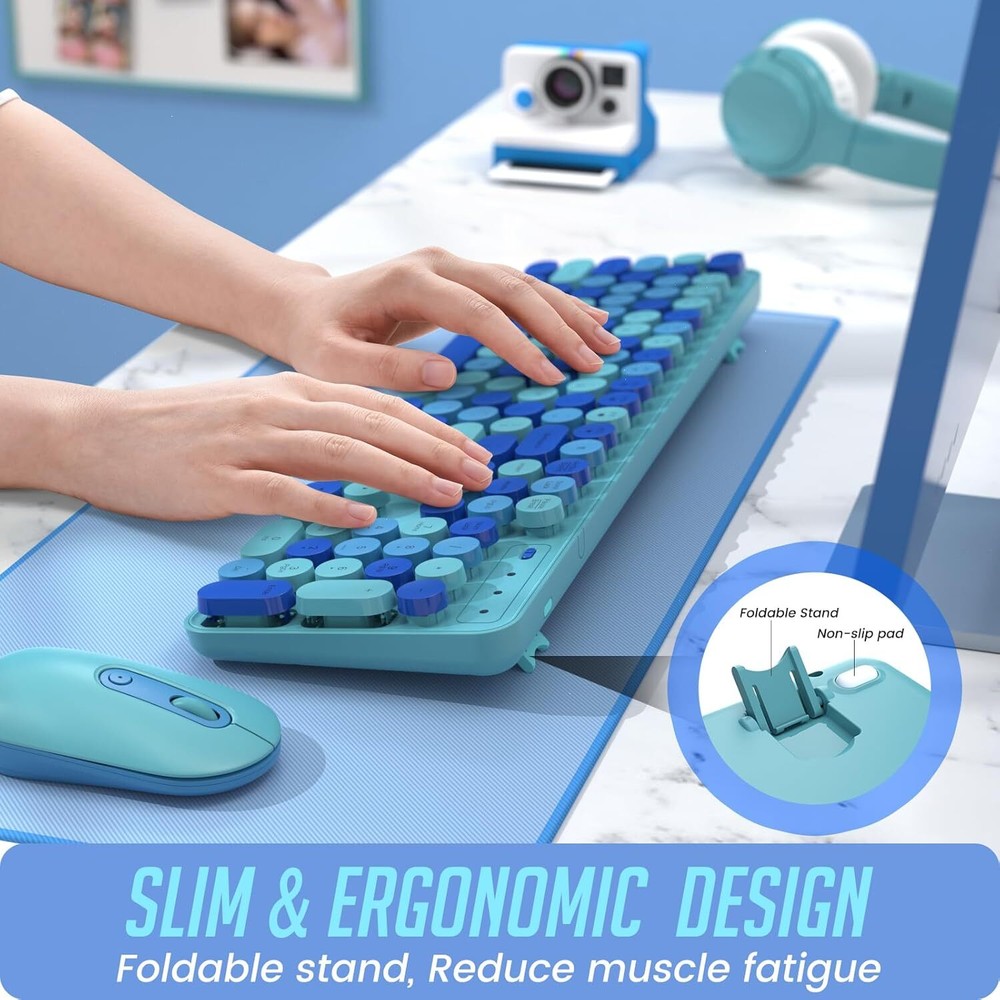 105 Key Wireless Keyboard & Mouse Colorful Full Size For Computer Desktop Laptop