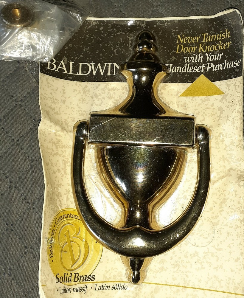 Large Heavy Baldwin 6.5" Solid Brass Door Knocker + Baldwin Screw Cover