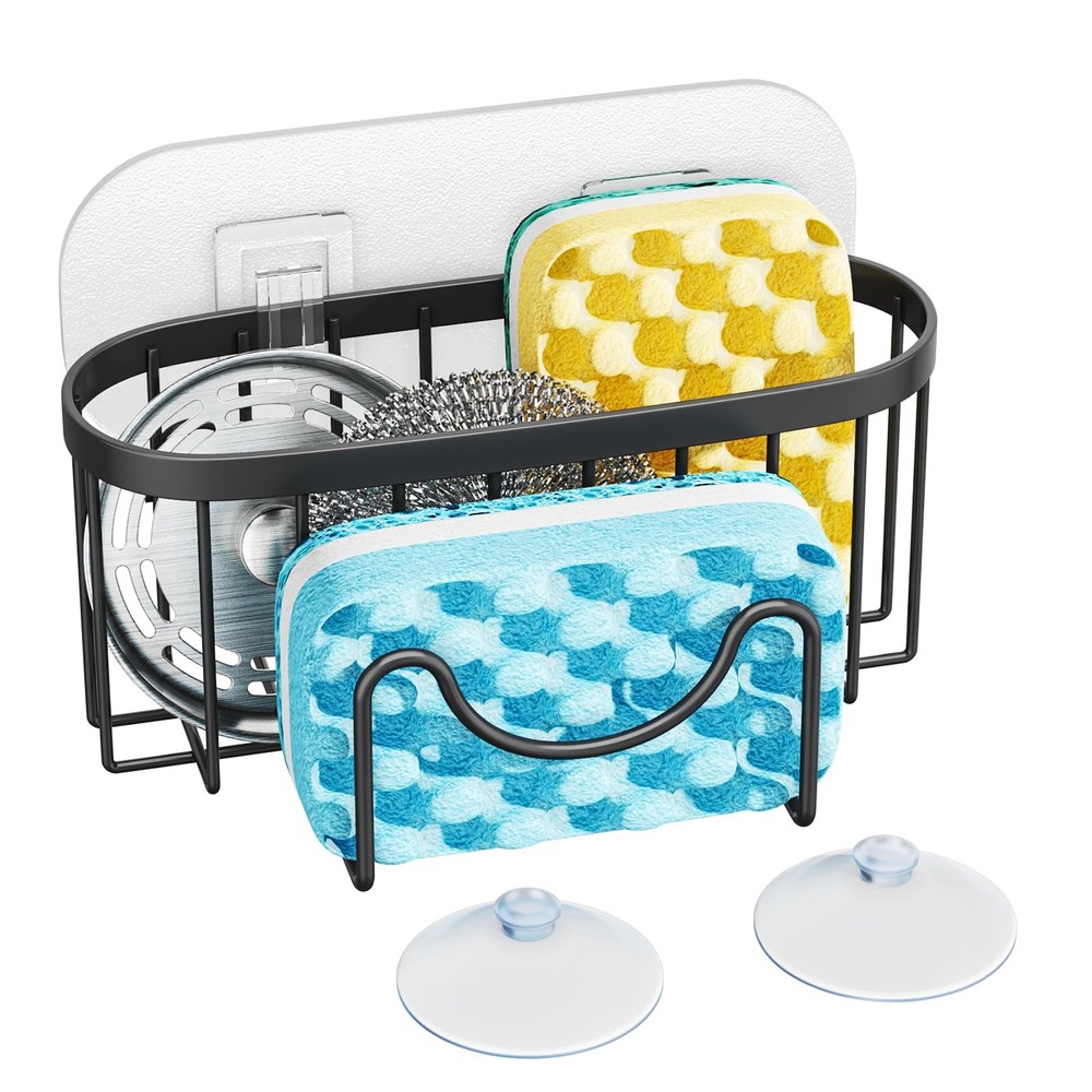 HapiRm Multifunctional Sponge Holder with Unique M-Shaped, 2 Installation Method
