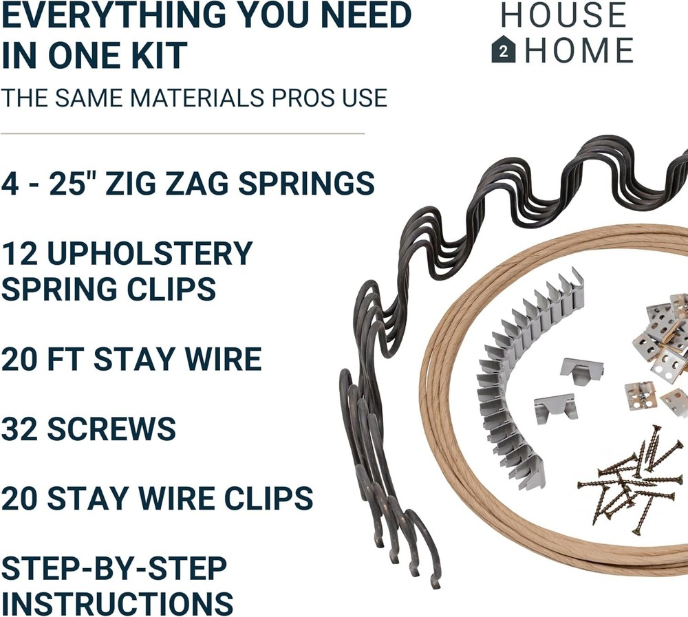 Sofa Spring Repair Kit - 25" Couch Support 4-Pack