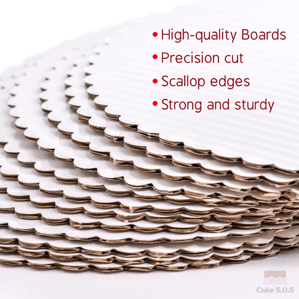 8 White Scalloped Edge Cake Boards, 12 ct
