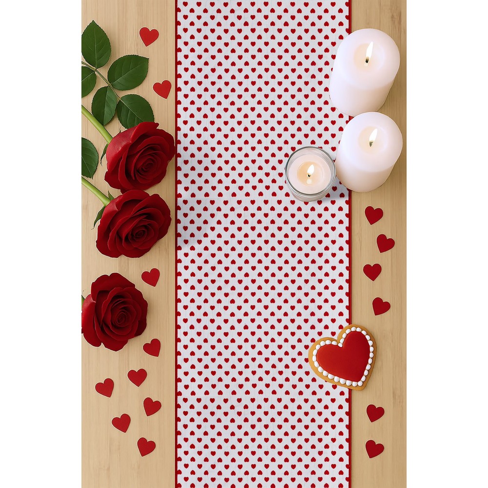 Reversible Hearts Table Runner Cotton
