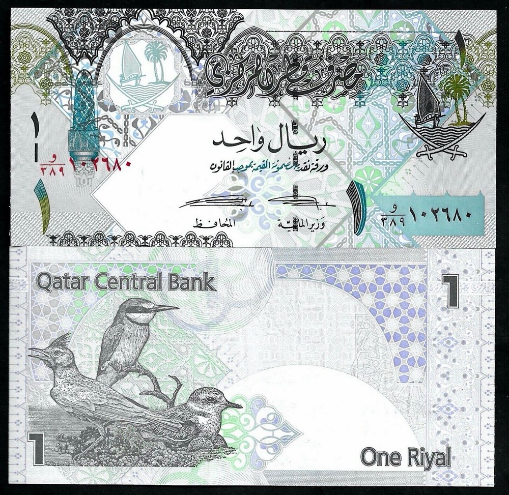QATAR - 1 RIYAL - P 28(2) - 2008 GEM UNC - BIRDS