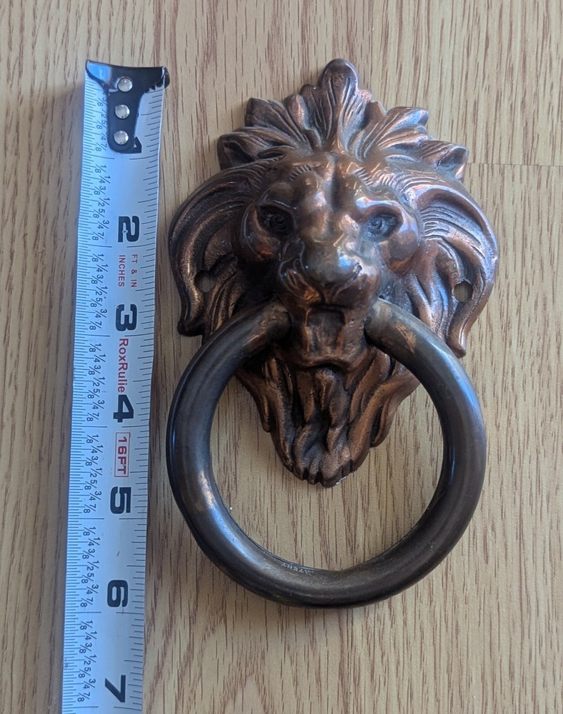 Brass Lion Drawer Pull Ring Door Knocker Vintage