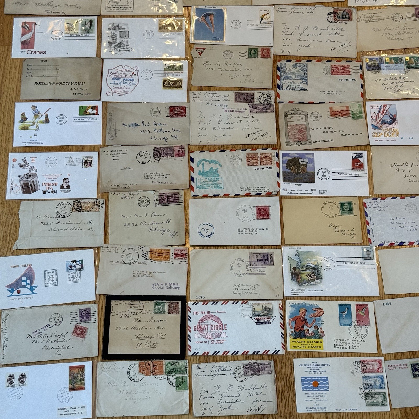 100 Early Postal Covers Random Pull 1890-1960 FDC Airmail Estate Lot