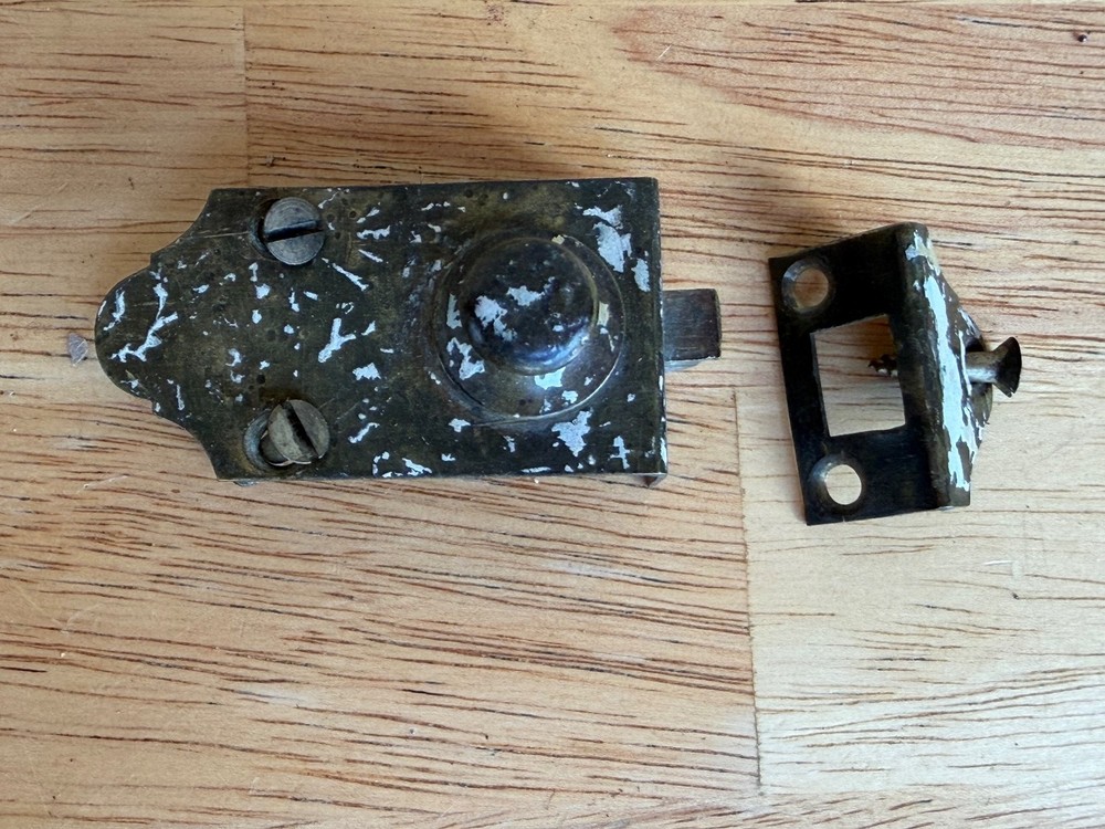 Vtg Cabinet Lock Brass Cupboard Latch #1131