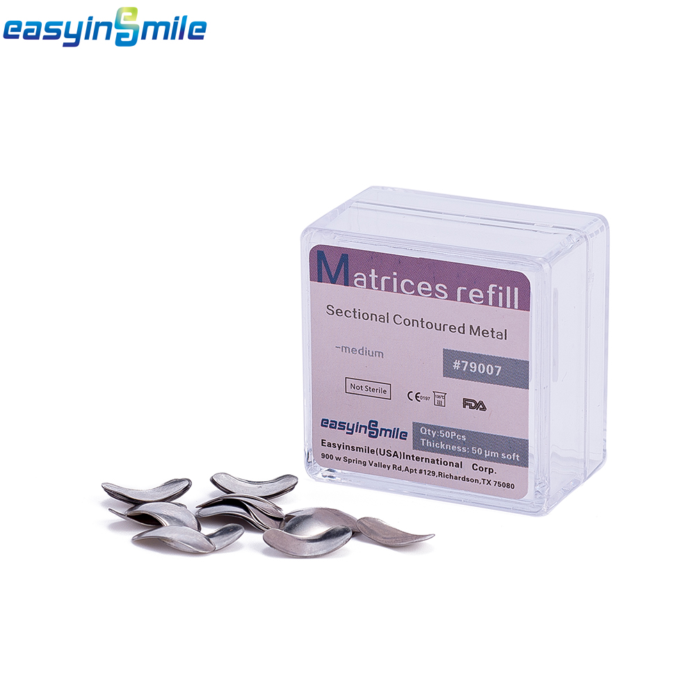 50/500pc Dental Metal Matrices Sectional Contoured Matrix Refill soft band S/M/L