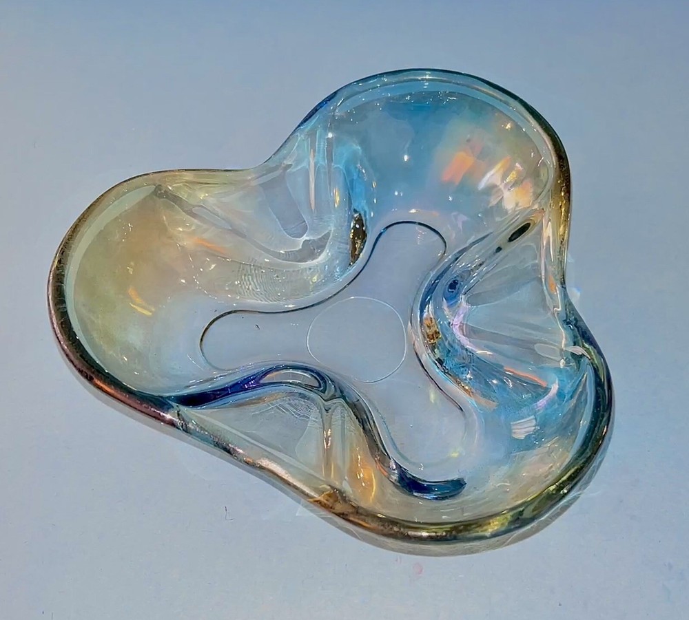 Iridescent Blue Dichromatic Glass Nut Candy Dish