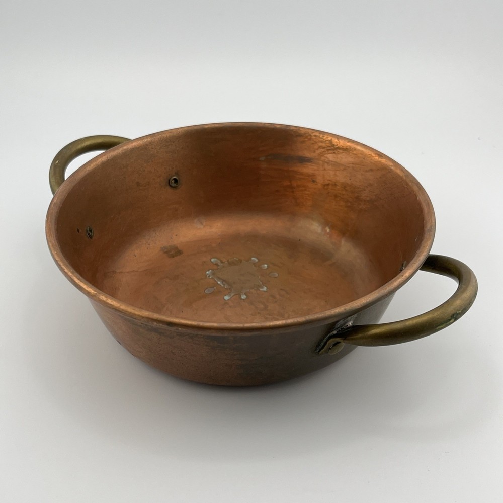 VINTAGE 5” COPPER TIN POT WITH LID
