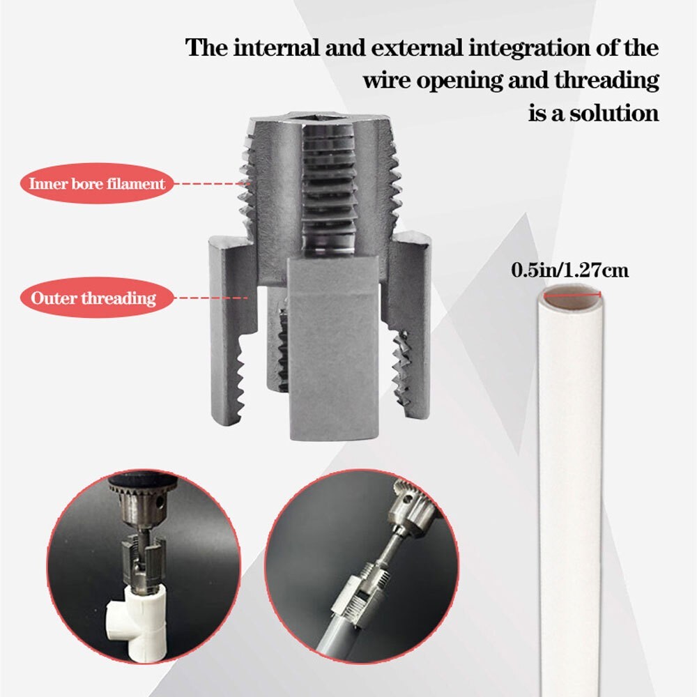 Integrated Internal & External Pipe Threading-Tool, PVC Pipe Threader Kit US!