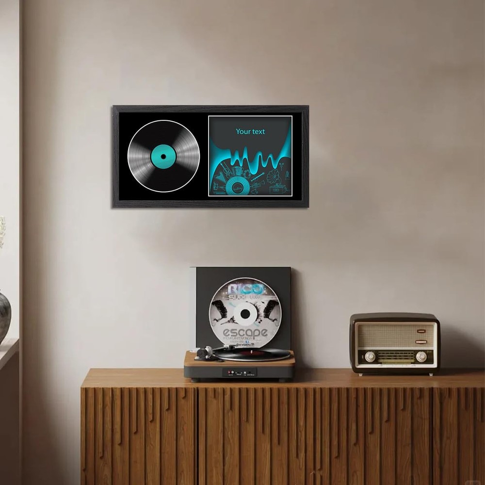 CD Display Frame 13x7 Inch, Shatter-Resistant Solid Wood Case for Signed Disc...