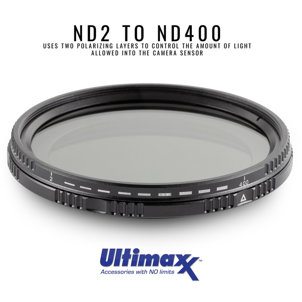 ULTIMAXX 62mm Variable Neutral Density Twisting Multi-Coated Filter ND2-ND400