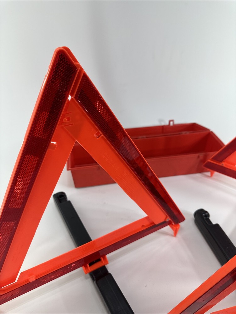 Sate-lite 711 Emergency Warning Triangles Flare Kit Orange Original Boxed Set 3