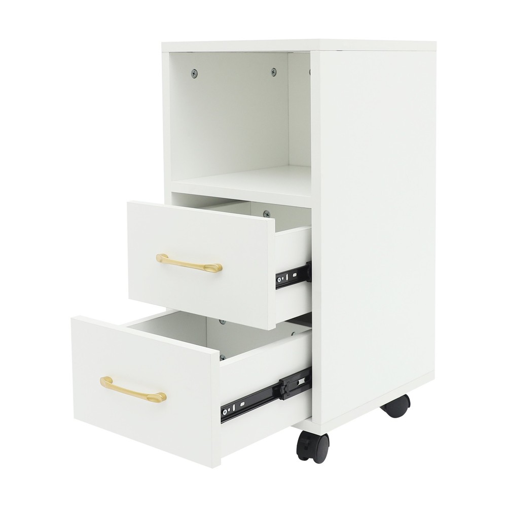3-Tier End Table Sofa Side End Storage Shelf White Movable Storage Cabinet